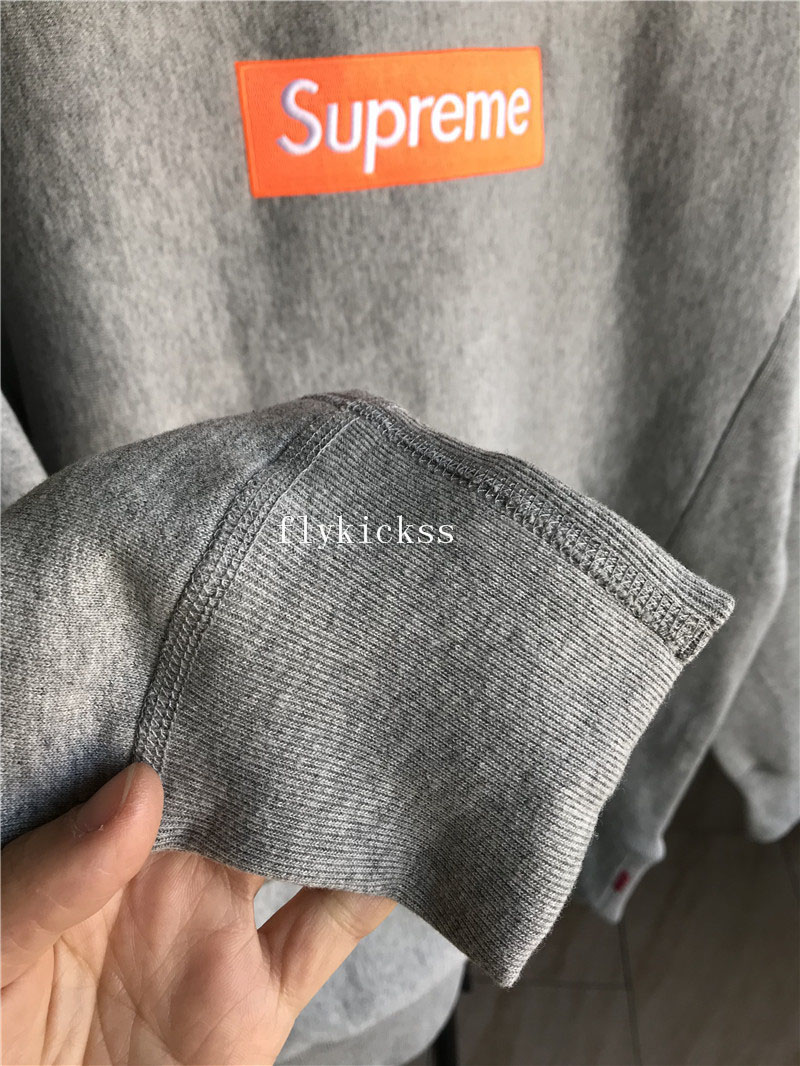 Supreme Grey Hoodie With Orange Box Logo